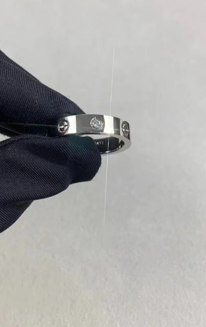 [⭐Clover Jewelry]LOVE RING 4MM 1 DIAMOND SILVER