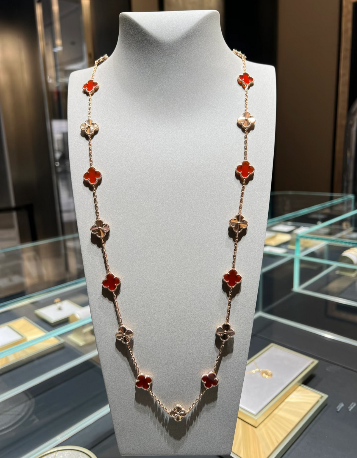 [⭐Clover Jewelry]CLOVER 20 MOTIFS LASER CARNELIAN NECKLACE