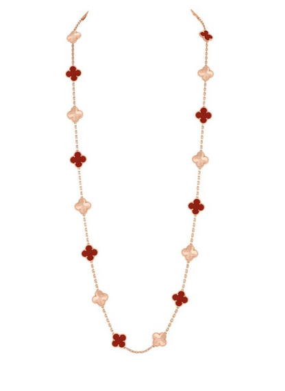 [⭐Clover Jewelry]CLOVER 20 MOTIFS LASER CARNELIAN NECKLACE
