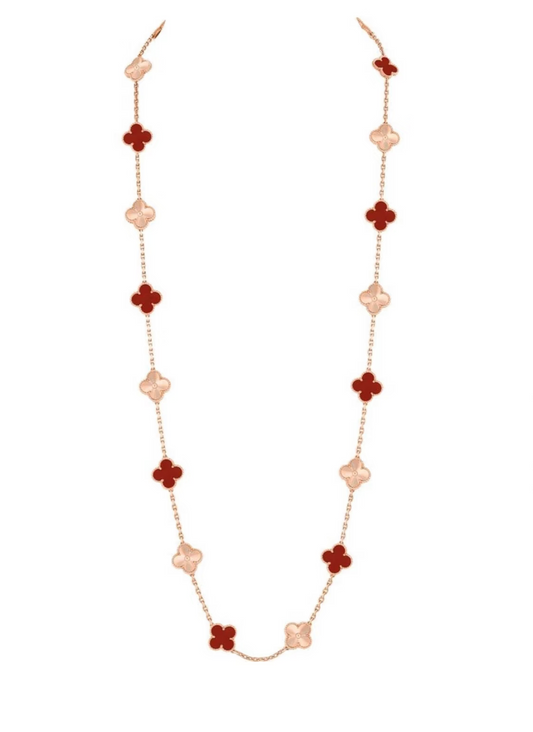 [⭐Clover Jewelry]CLOVER 20 MOTIFS LASER CARNELIAN NECKLACE