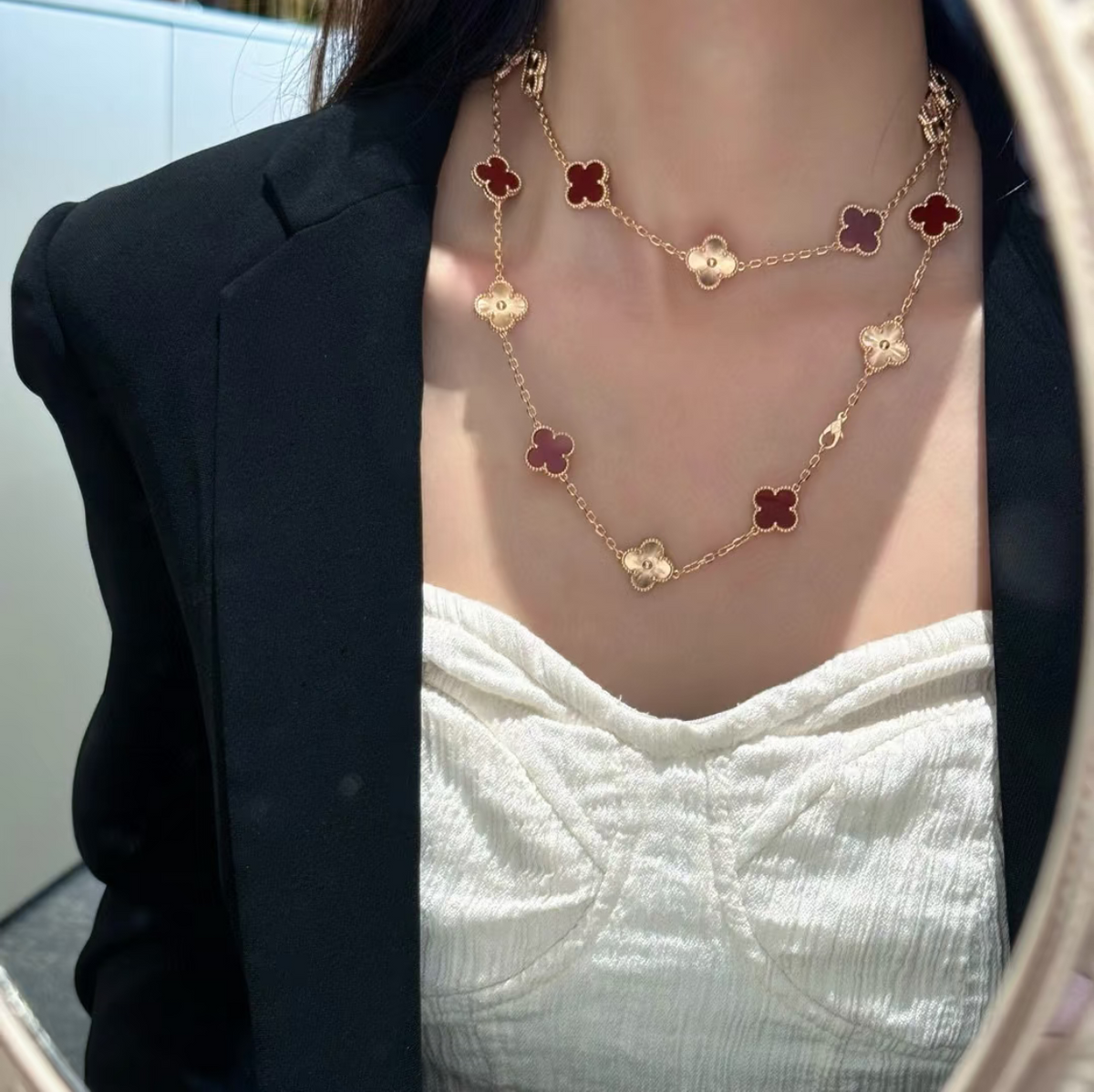 [⭐Clover Jewelry]CLOVER 20 MOTIFS LASER CARNELIAN NECKLACE