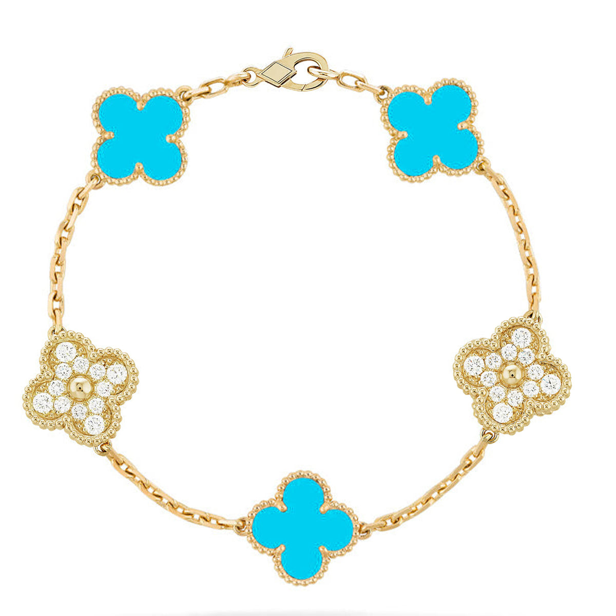 [⭐Clover Jewelry] CLOVER 5 MOTIF TURQUOISE BRACELET COLLECTION