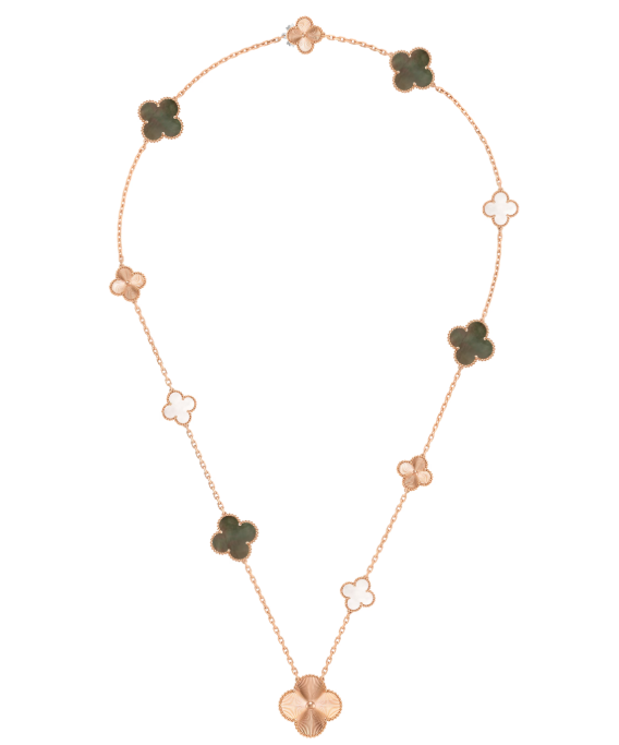 [⭐Clover Jewelry]DETACHABLE CLOVER 15(11+4) FLOWER SILVER NECKLACE SET