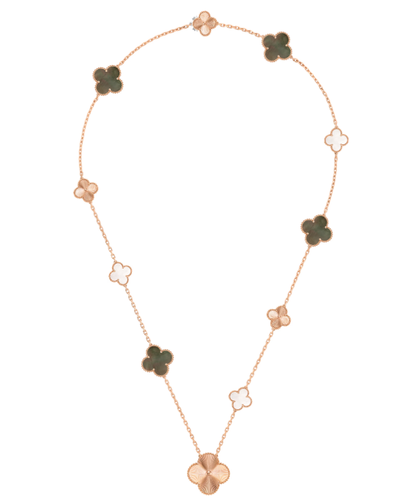 [⭐Clover Jewelry]DETACHABLE CLOVER 15(11+4) FLOWER SILVER NECKLACE SET