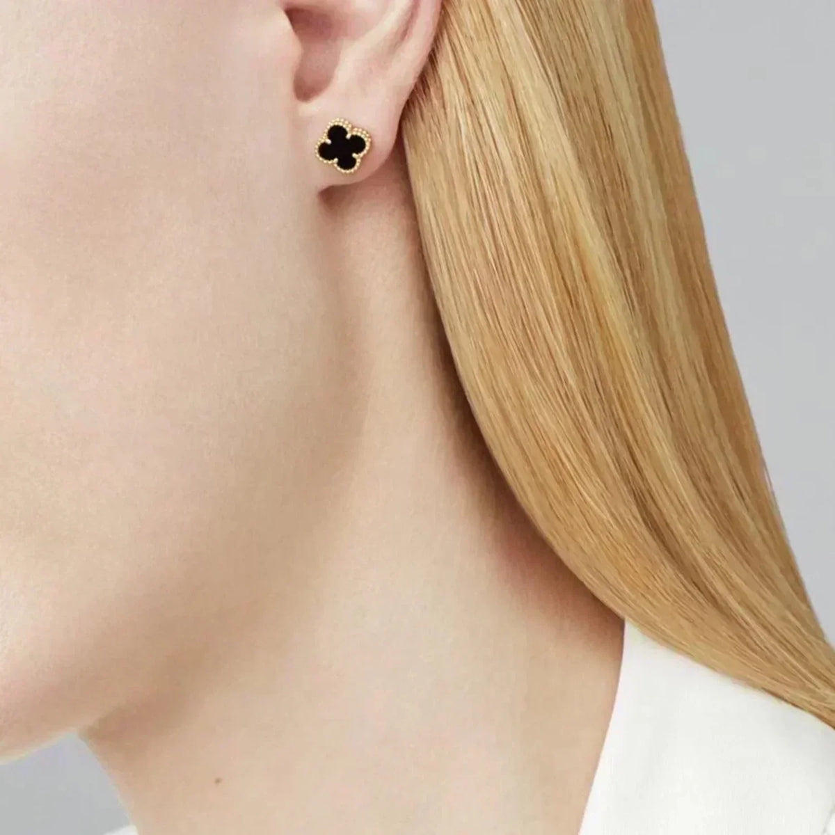 [⭐Clover Jewelry]CLOVER MINI 9.5MM BLACK MOP EARRINGS