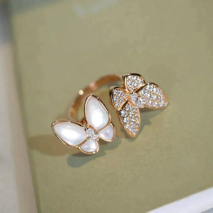 [⭐Clover Jewelry]TWIN BUTTERFLY DIAMOND MOP RING
