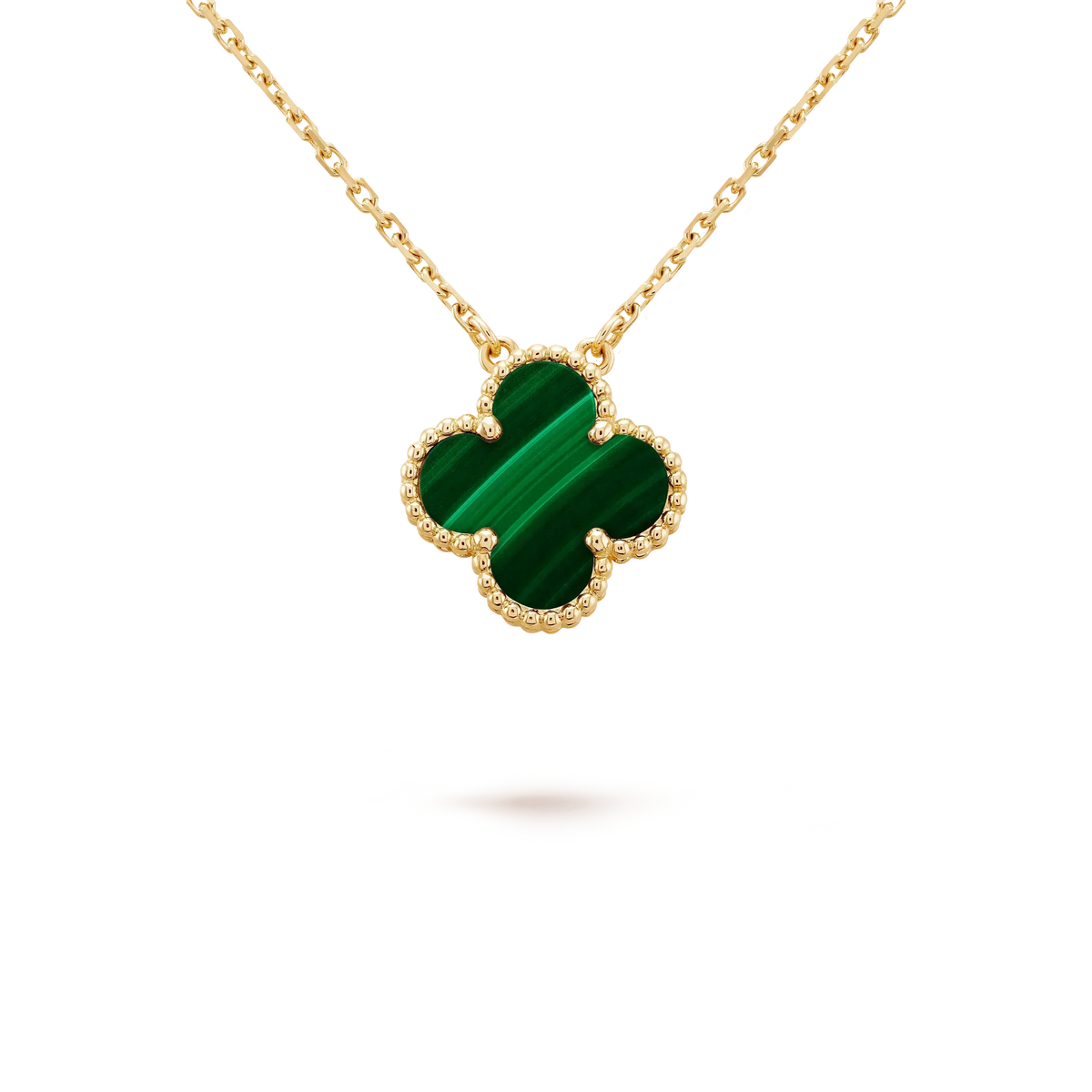 [⭐Clover Jewelry]CLOVER 15MM MALACHITE SINGLE FLOWER  NECKLACE
