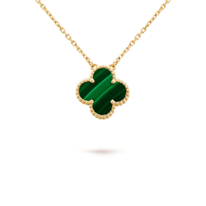 [⭐Clover Jewelry]CLOVER 15MM MALACHITE SINGLE FLOWER  NECKLACE