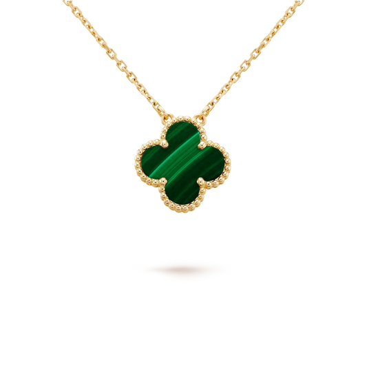 [⭐Clover Jewelry]CLOVER 15MM MALACHITE SINGLE FLOWER  NECKLACE