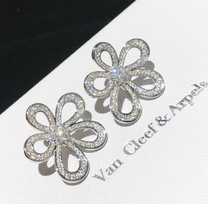 [⭐Clover Jewelry]FLOWERLACE EARRINGS FULL DIAMONDS