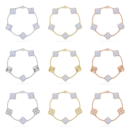 [⭐Clover Jewelry] CLOVER 5 MOTIF PURPLE CHALCEDONY BRACELET COLLECTION