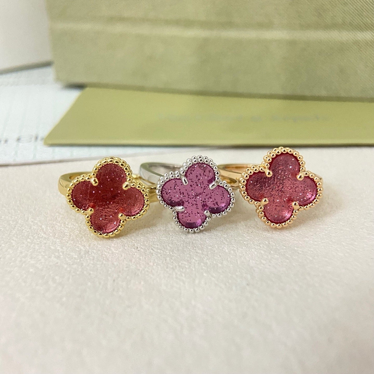 [⭐Clover Jewelry]NEW ROSE QUARTZ FOUR-LEAF CLOVER RING