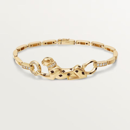 [⭐Clover Jewelry]PANTHERE HALF DIAMOND ON CHAIN BRACELET