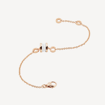 [⭐Clover Jewelry]ZERO 1 SOFT PINK GOLD AND WHITE CERAMIC BRACELET