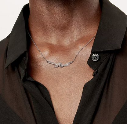 [Clover Jewelry]KNOT PENDANT SILVER DIAMOND NECKLACE