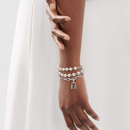 [Clover Jewelry]PEARL LOCK SILVER BRACELET