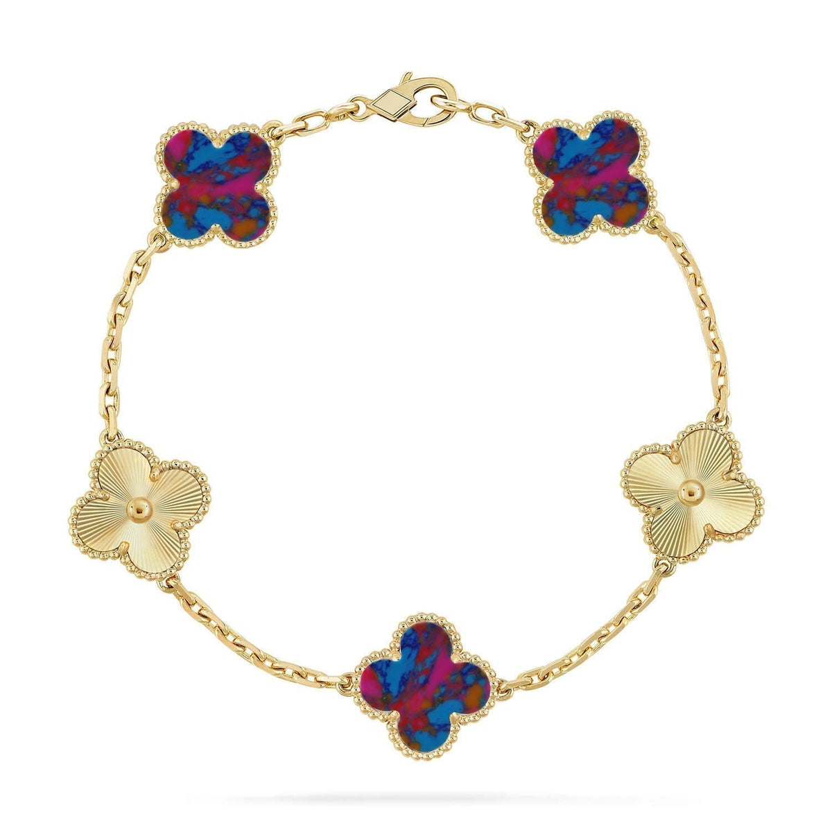 [⭐Clover Jewelry]CLOVER 5 MOTIF COLOR GEMSTONES BRACELET COLLECTION