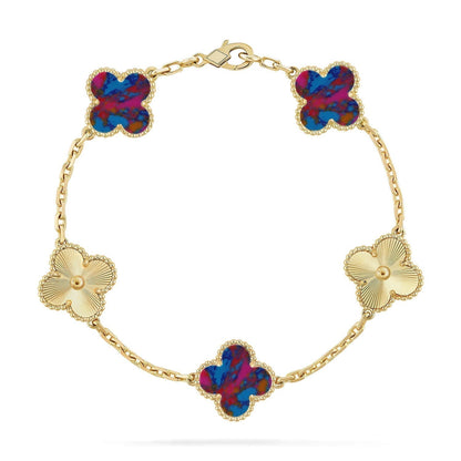 [⭐Clover Jewelry]CLOVER 5 MOTIF COLOR GEMSTONES BRACELET COLLECTION