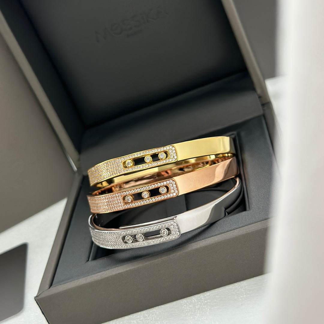[⭐Clover Jewelry]Move Noa Rose Gold Pavé Diamond Bangle Bracelet
