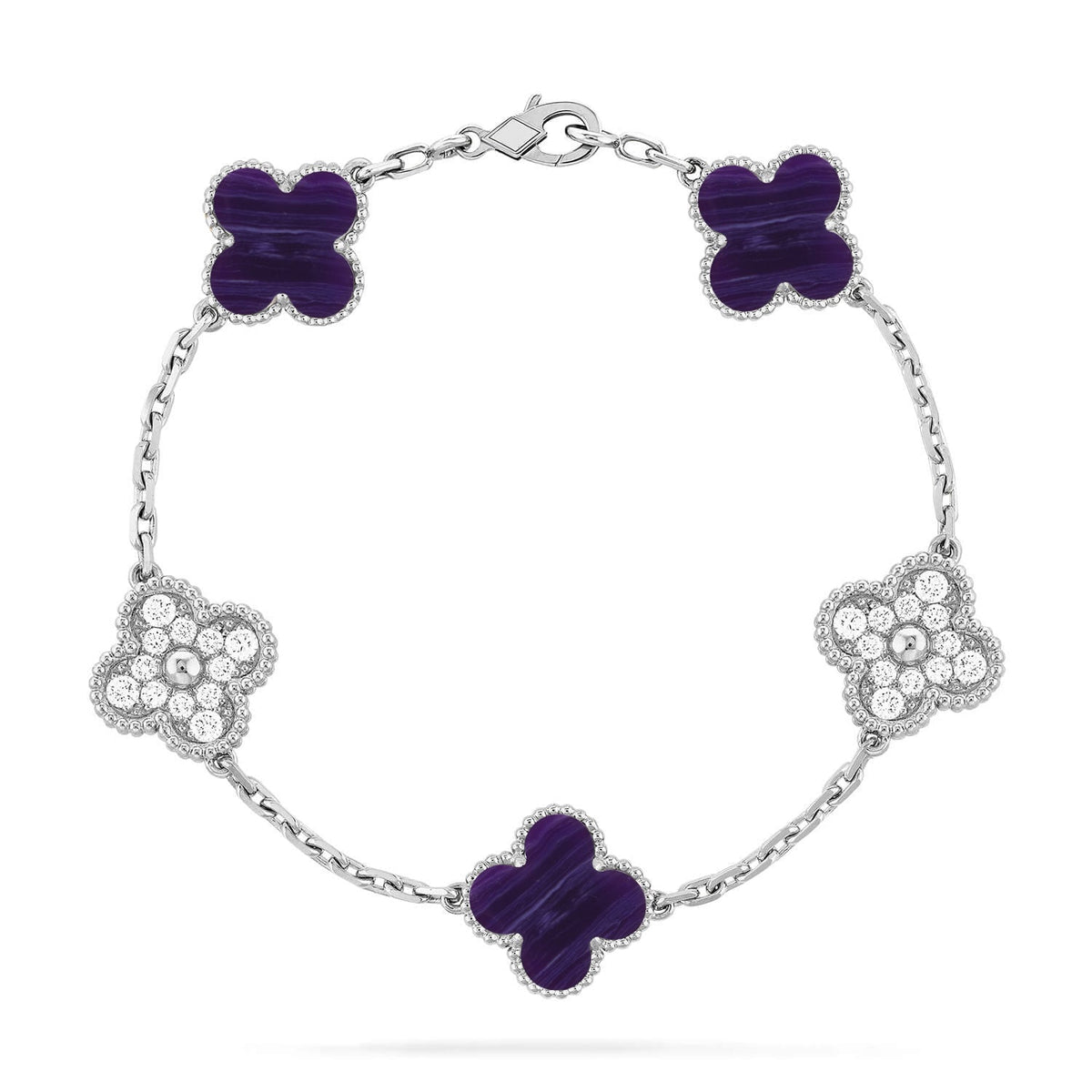[⭐Clover Jewelry]CLOVER 5 MOTIF PURPLE STRIPES BRACELET COLLECTION