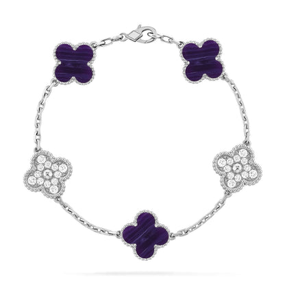 [⭐Clover Jewelry]CLOVER 5 MOTIF PURPLE STRIPES BRACELET COLLECTION