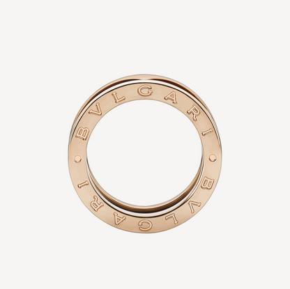 [⭐Clover Jewelry]ZERO 1 TWO-BAND LOOPS AND BLACK CERAMIC PINK GOLD RING