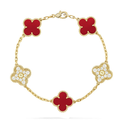 [⭐Clover Jewelry] CLOVER 5 MOTIF RED CORNELIAN BRACELET COLLECTION