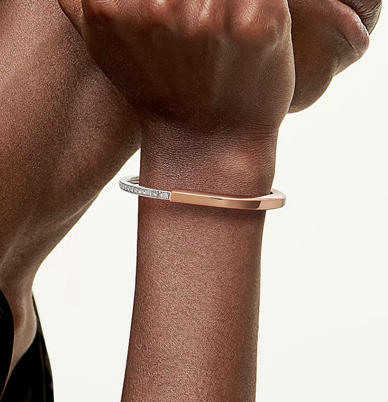 [Clover Jewelry]LOCK BRACELET ROSE AND WHITE GOLD DIAMOND