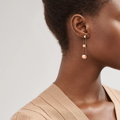 [Clover Jewelry]TRIPLE DROP PINK GOLD EARRINGS