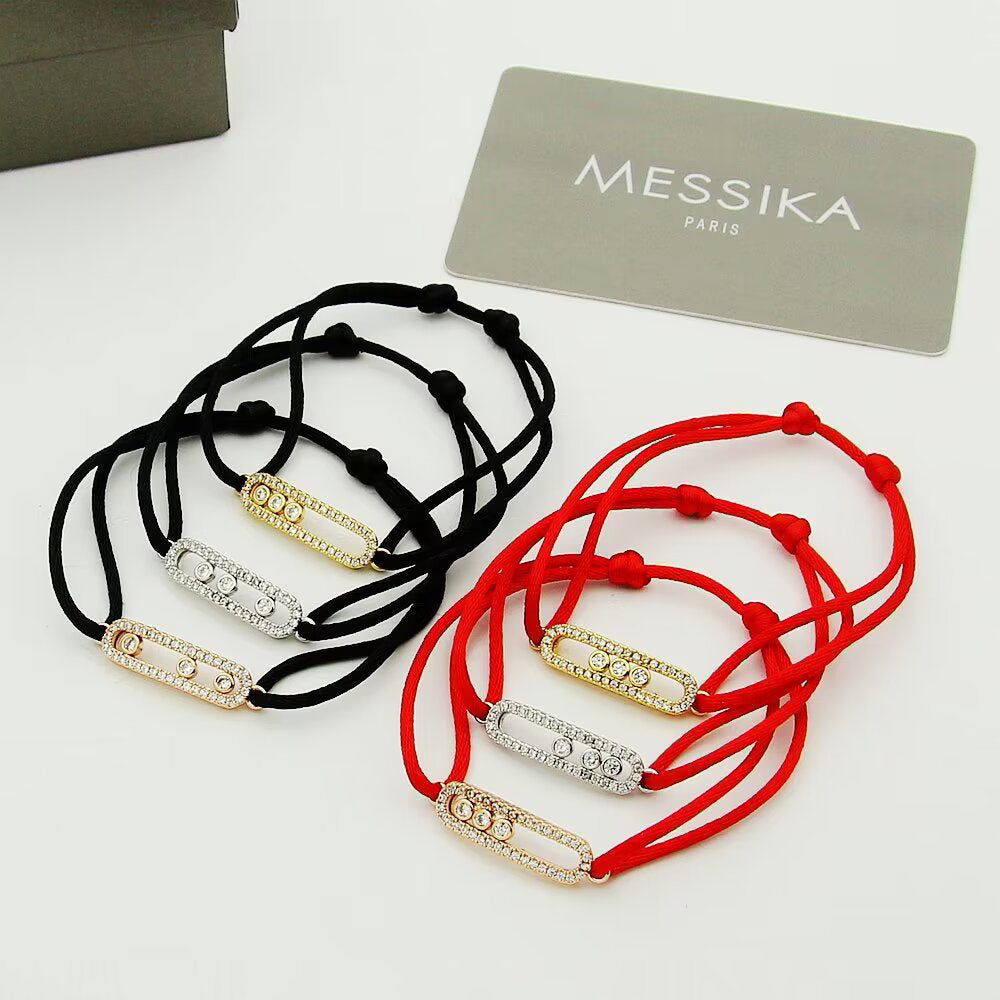 [⭐Clover Jewelry]Messika Care(s) pink cord pavé bracelet