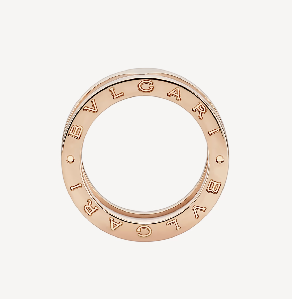 [⭐Clover Jewelry]ZERO 1 TWO-BAND LOOPS AND WHITE CERAMIC SPIRAL PINK GOLD RING