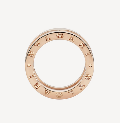 [⭐Clover Jewelry]ZERO 1 TWO-BAND LOOPS AND WHITE CERAMIC SPIRAL PINK GOLD RING