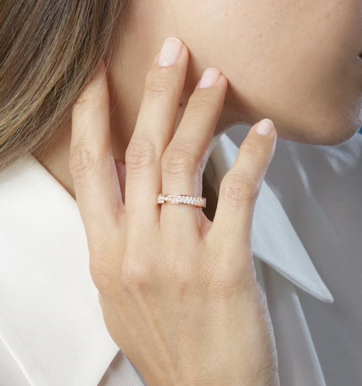 [⭐Clover Jewelry]ALLIANCE LIENS VIDENCE PAVED DIAMOND 4MM RING