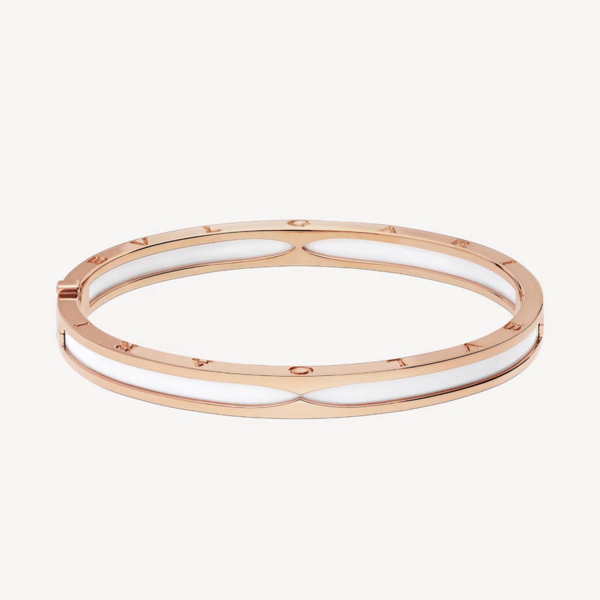 [⭐Clover Jewelry]ZERO 1 PINK GOLD WITH WHITE CERAMIC BRACELET