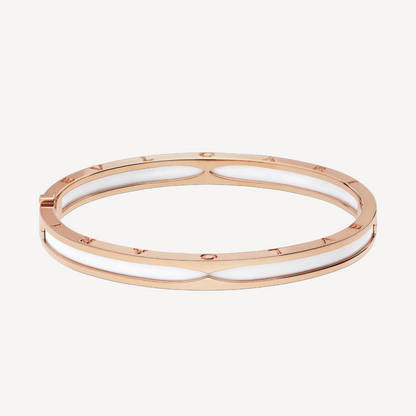 [⭐Clover Jewelry]ZERO 1 PINK GOLD WITH WHITE CERAMIC BRACELET