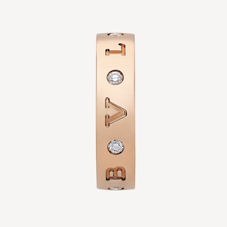 [⭐Clover Jewelry]ZERO 1 ESSENTIAL PINK GOLD BAND WITH DIAMONDS RING
