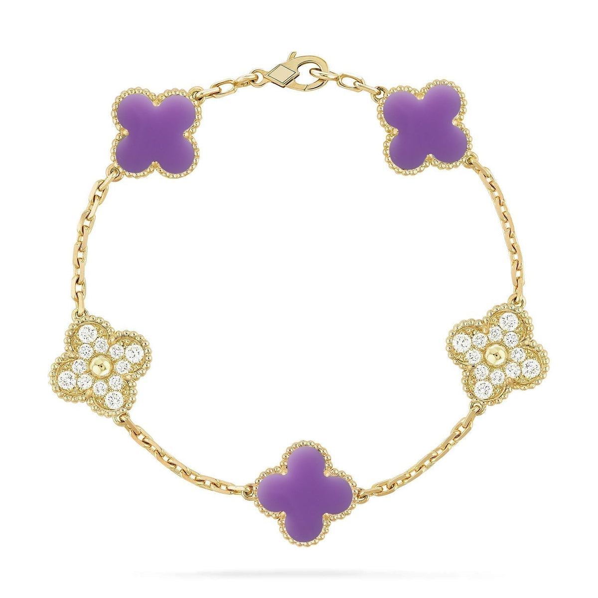 [⭐Clover Jewelry]CLOVER 5 MOTIF LIGHT PURPLE BRACELET COLLECTION
