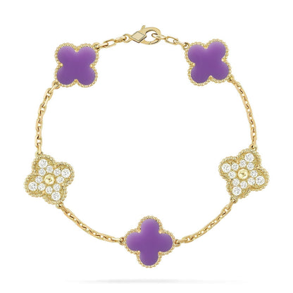 [⭐Clover Jewelry]CLOVER 5 MOTIF LIGHT PURPLE BRACELET COLLECTION