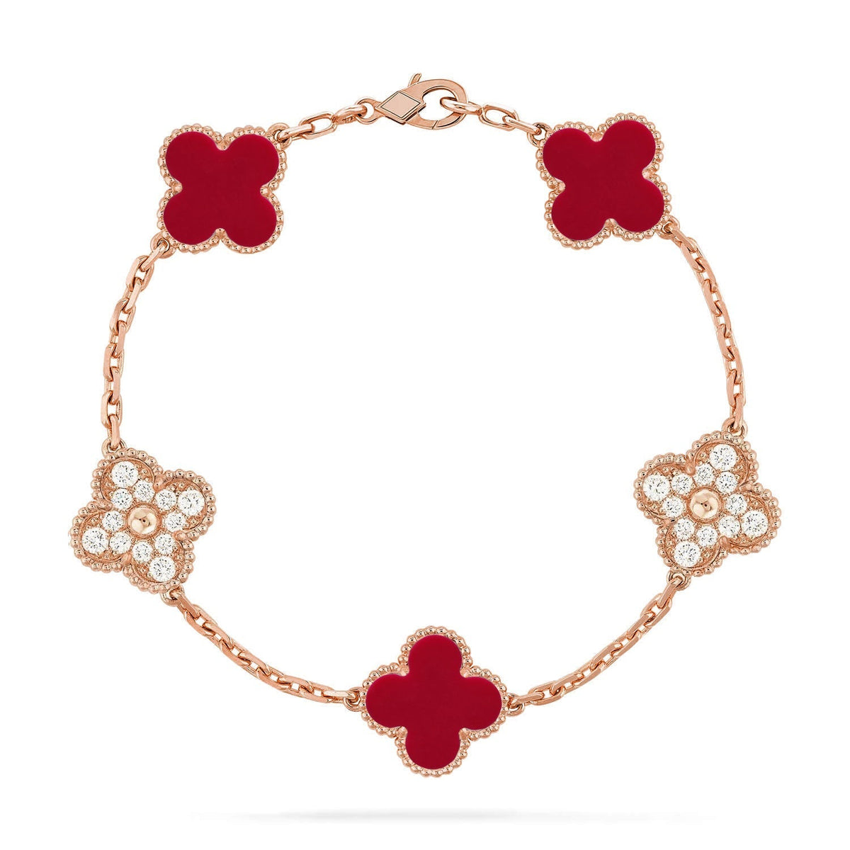 [⭐Clover Jewelry] CLOVER 5 MOTIF RED CORNELIAN BRACELET COLLECTION