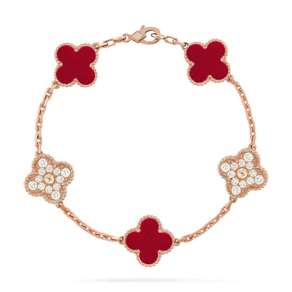 [⭐Clover Jewelry] CLOVER 5 MOTIF RED CORNELIAN BRACELET COLLECTION