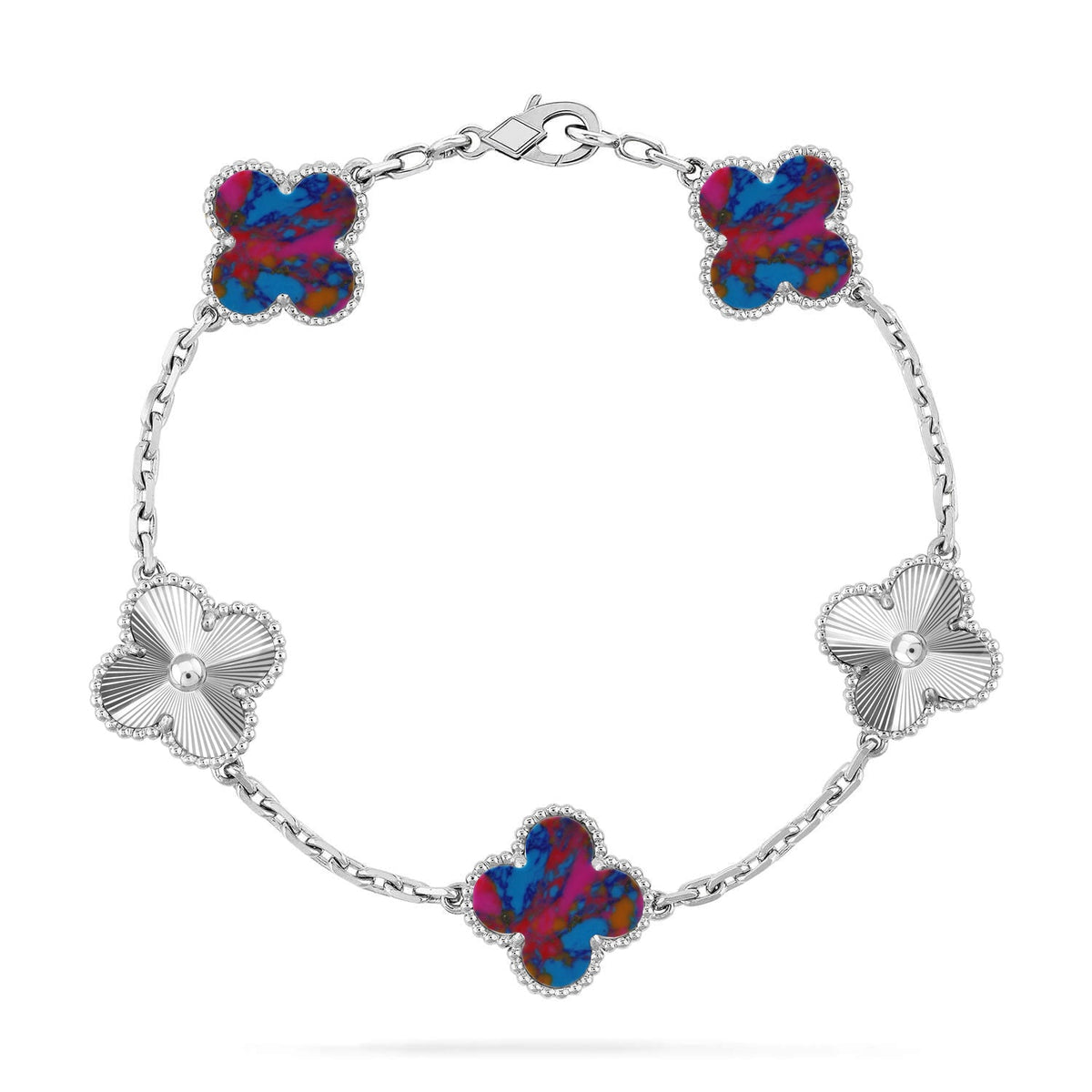 [⭐Clover Jewelry]CLOVER 5 MOTIF COLOR GEMSTONES BRACELET COLLECTION