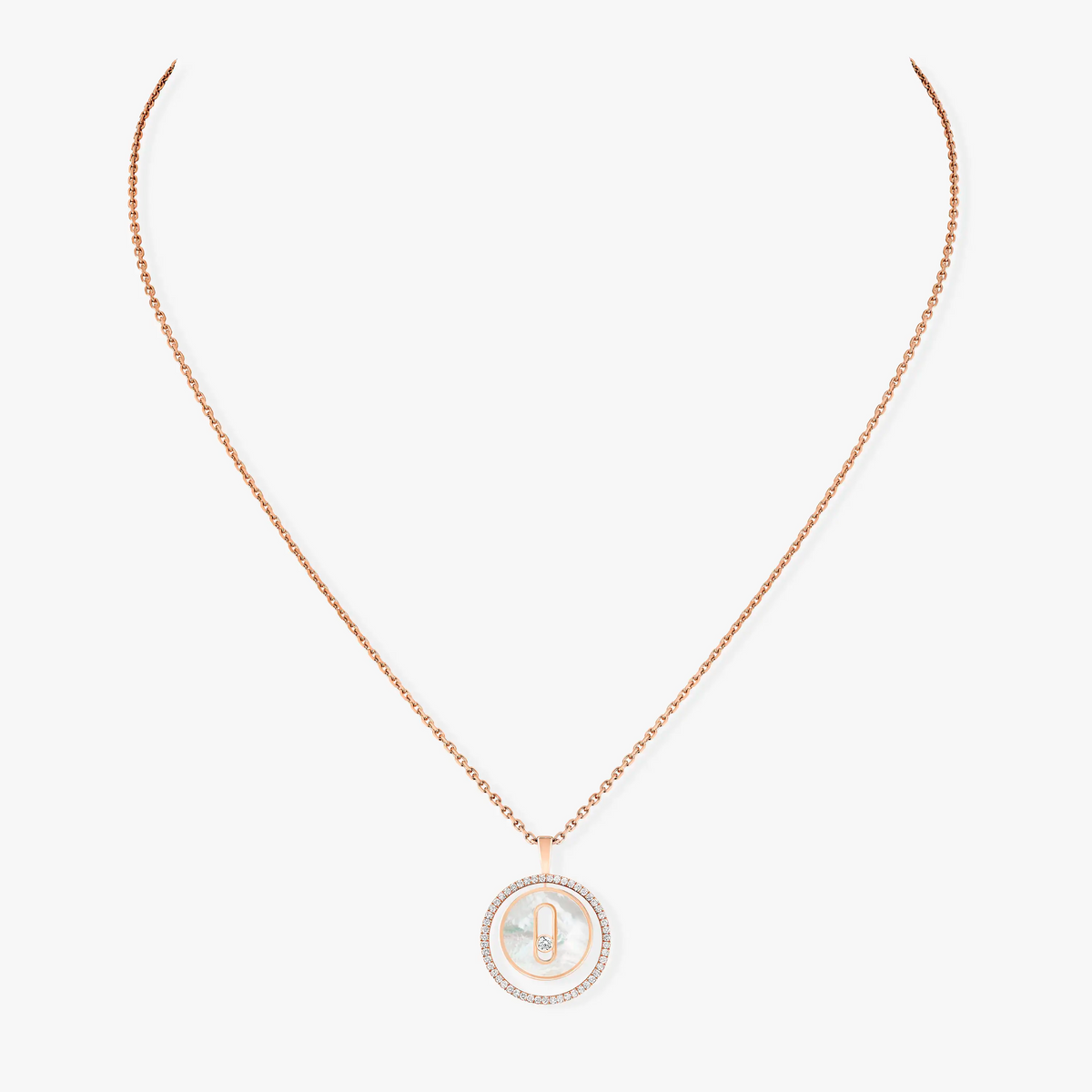 [⭐Clover Jewelry]Demo MOVE 1 DIAMOND WHITE MOTHER OF PEARL PINK GOLD DIAMOND NECKLACE