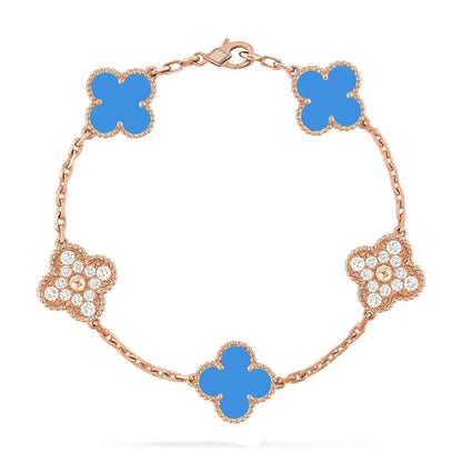 [⭐Clover Jewelry] CLOVER 5 MOTIF BLUE AGATE BRACELET COLLECTION