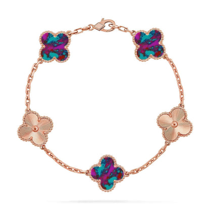 [⭐Clover Jewelry]CLOVER 5 MOTIF COLOR GEMSTONES BRACELET COLLECTION
