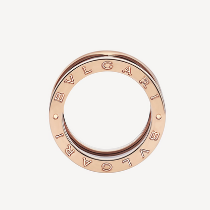 [⭐Clover Jewelry]ZERO 1 FOUR-BAND LOOPS AND BLACK CERAMIC SPIRAL PINK GOLD RING