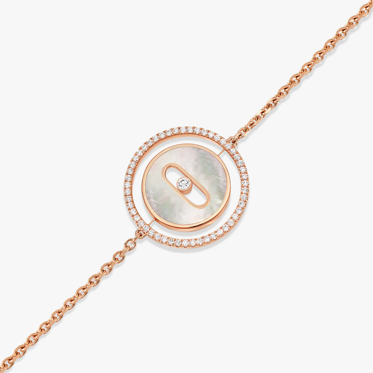[⭐Clover Jewelry]Demo MOVE WHITE MOTHER OF PEARL PINK GOLD DIAMOND BRACELET