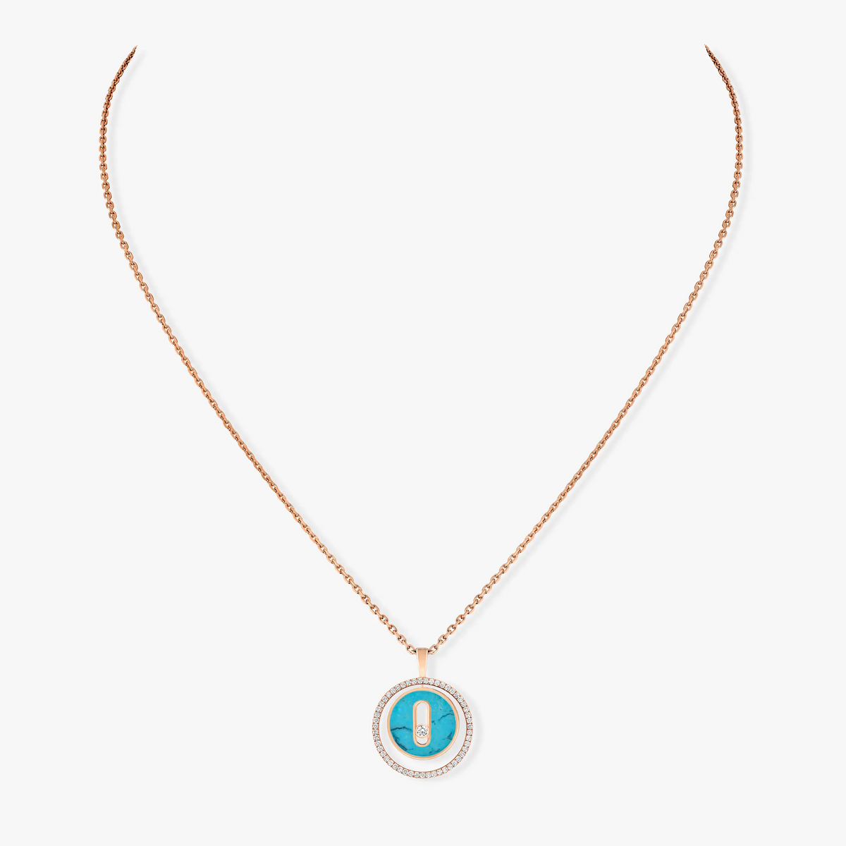 [⭐Clover Jewelry]Demo MOVE 1 DIAMOND TURQUOISE PINK GOLD DIAMOND NECKLACE