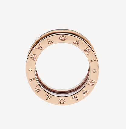 [⭐Clover Jewelry]ZERO 1 TWO-BAND WITH MATTE BLACK CERAMIC PINK GOLD RING