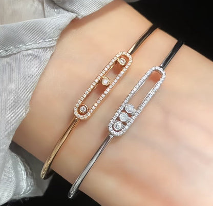 [⭐Clover Jewelry]Move Pavé Diamond Bangle Bracelet M