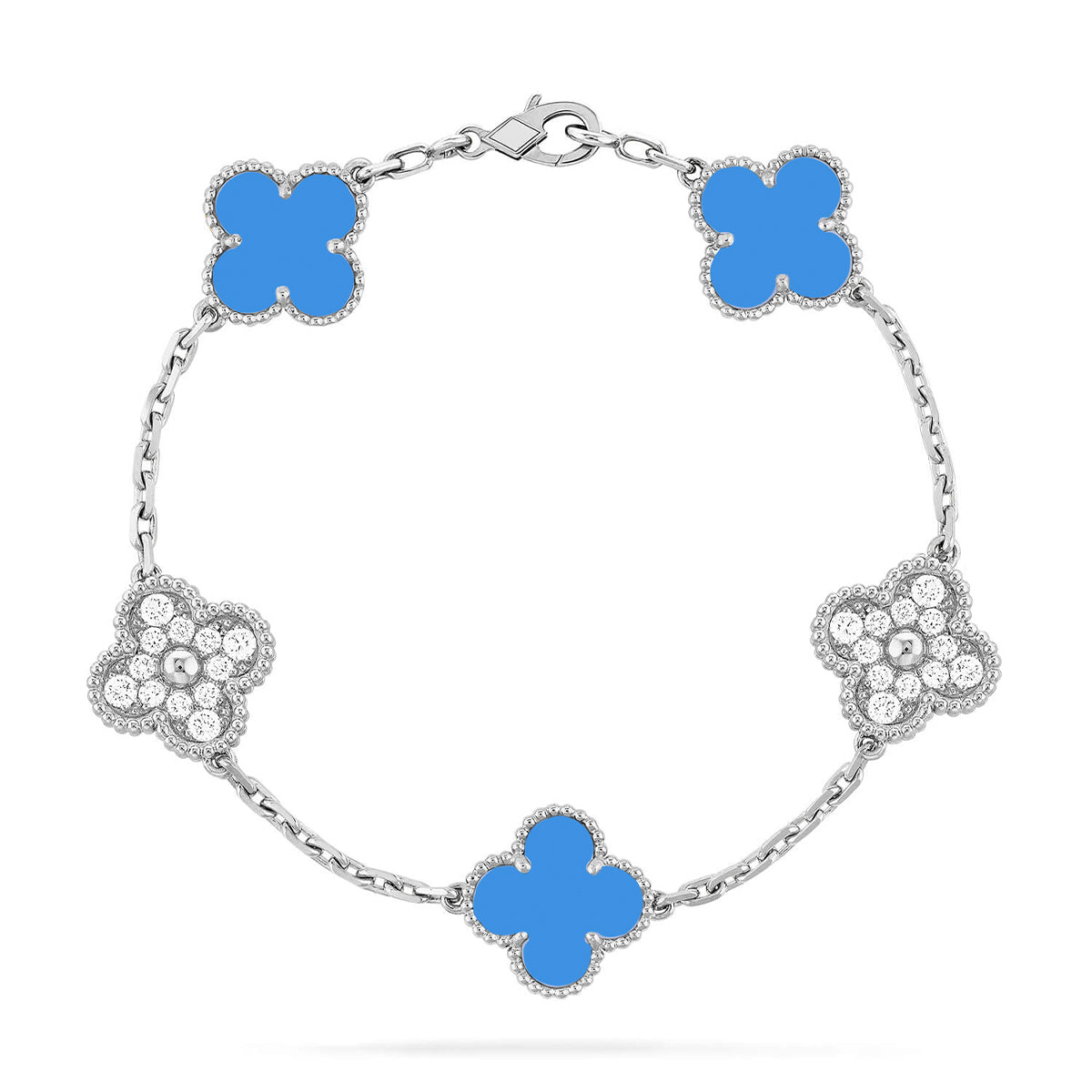 [⭐Clover Jewelry] CLOVER 5 MOTIF BLUE AGATE BRACELET COLLECTION
